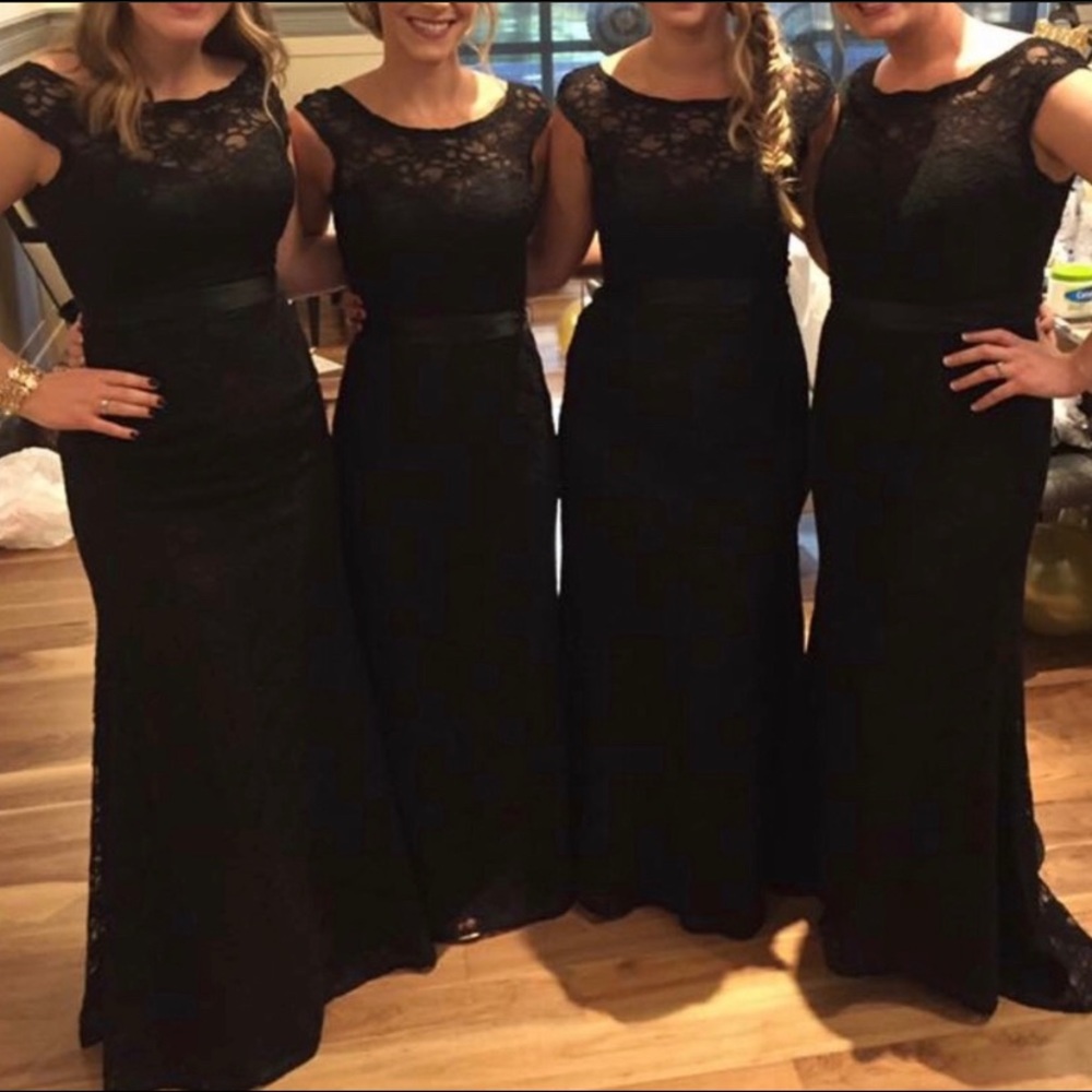 Black Lace Mori Lee Bridesmaid/Prom Dress